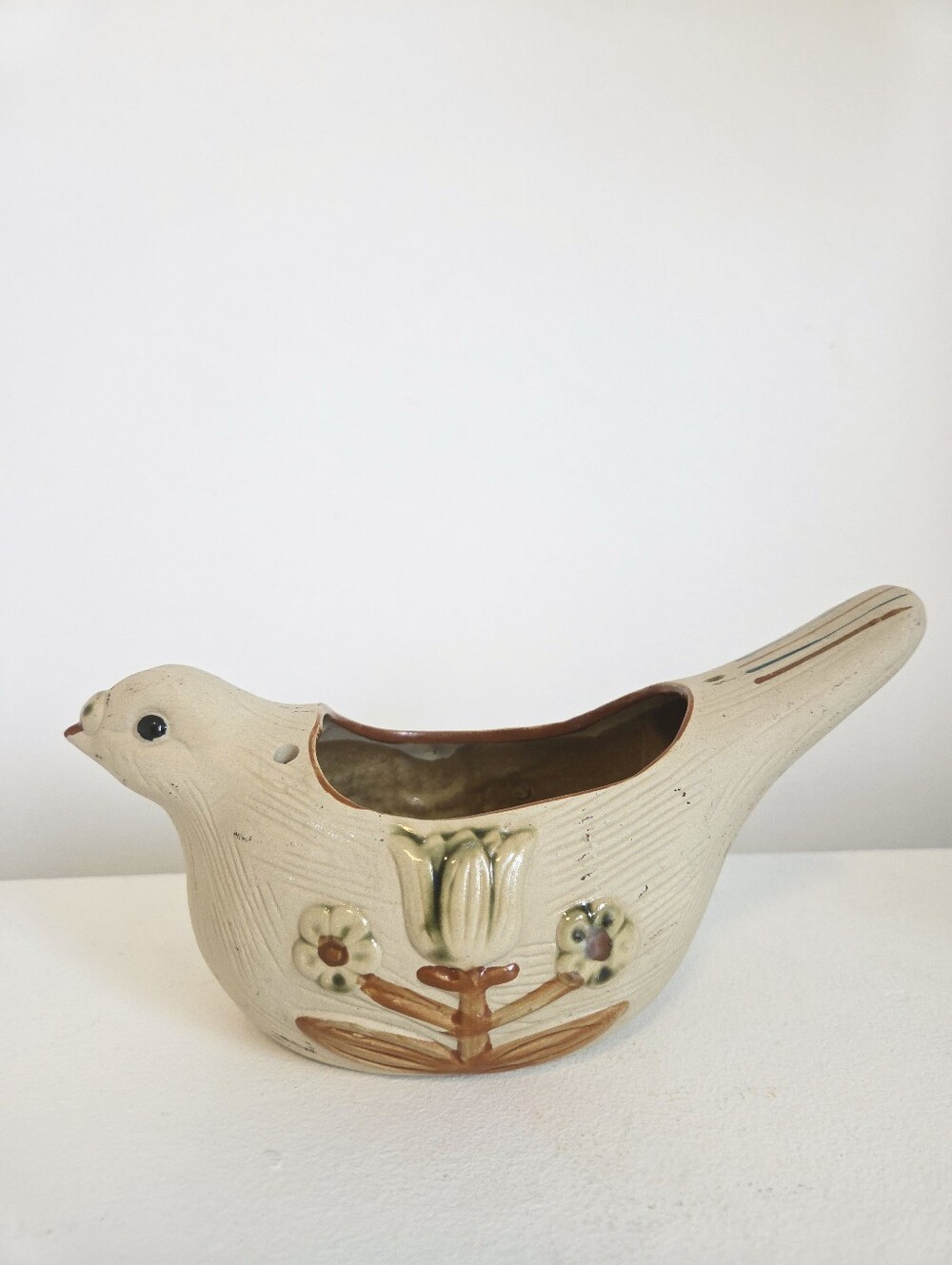 Vintage Ceramic Pigeon Planter | Scandinavian Folk Art